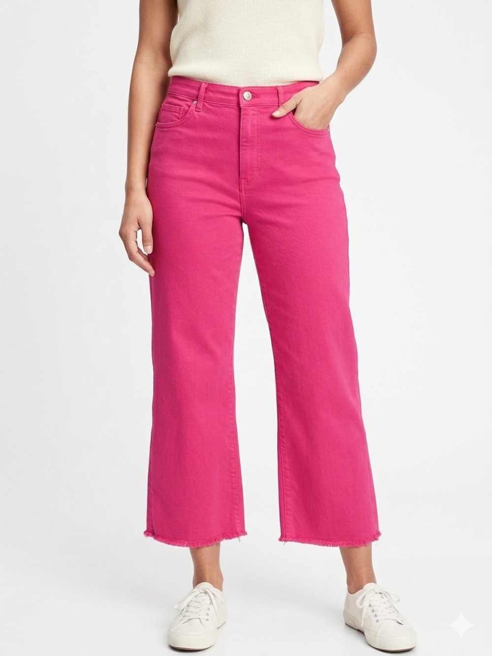 LOFT The Kick Bright Pink Cropped Flare Jeans
